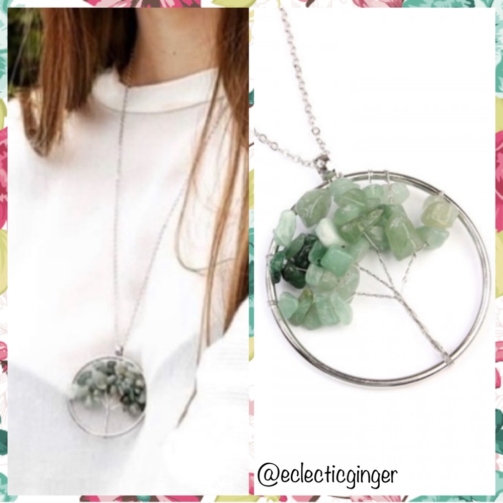 Jade and Silver tree of life necklace
